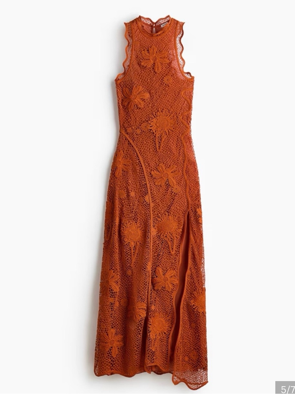 H&M STUDIO RUFFLED CROCHET-LOOK DRESS Orange/Sunflowers - Picture 2 of 16